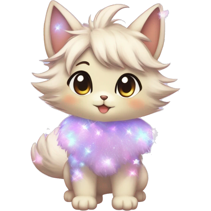 Anthro Cute Fluffy Gorgeous Petite Shiny Colorful Pastel Glitter Sparkle Stars Anime Chibi Fantasy-Animal-Fakémon-Pokémon-Hybrid Fur Sona Aesthetic Trending Style Full Body emoji