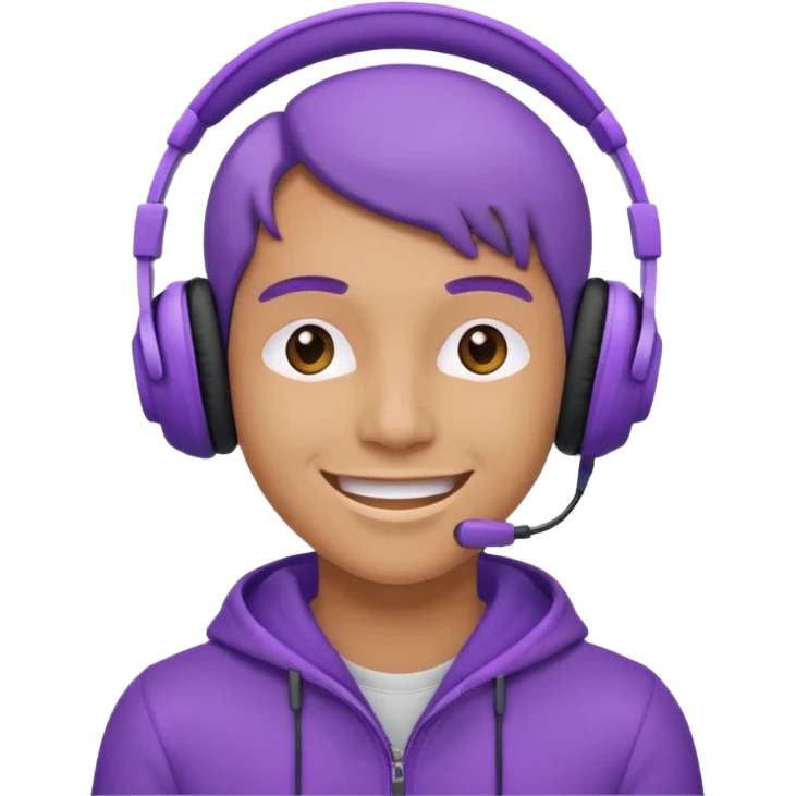 listen to music in purple headphone and smile emoji