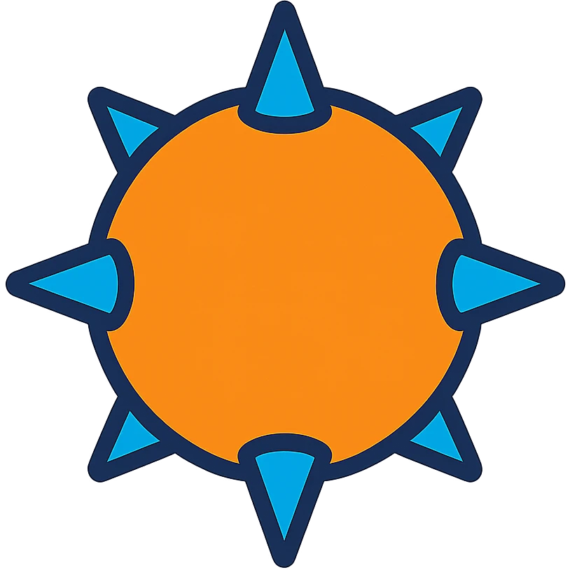 spiked ball with bold lines and vibrant colors, color outline icon style emoji