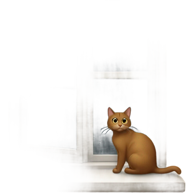 A brown cat looking to window  emoji