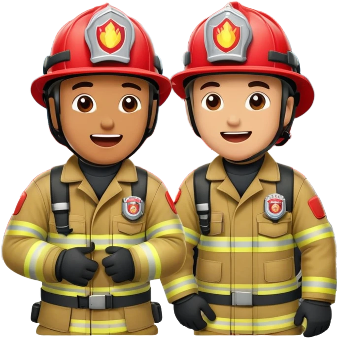 Firefighters talking loudly next to the firetruck emoji