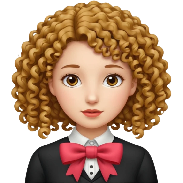 women with neckBow, curley hair style. emoji