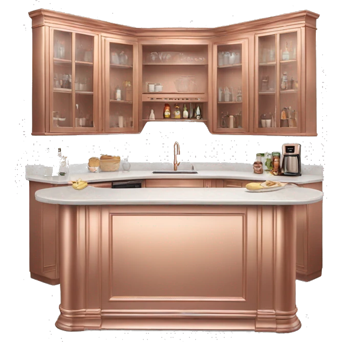 Realistic front facing rose gold kitchen counter island bar. emoji
