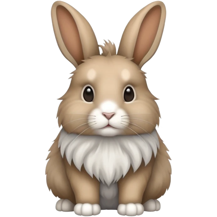 lionhead light brown, grey and white rabbit full body emoji