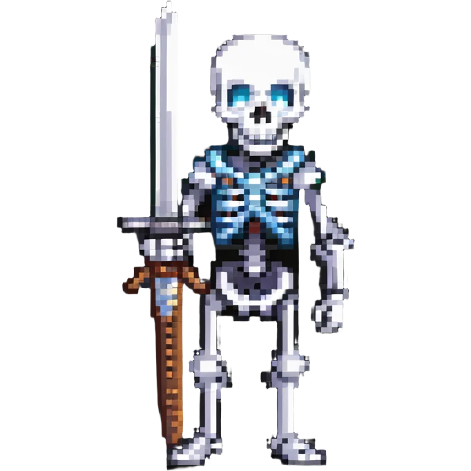 skeleton with a sword standing pose emoji