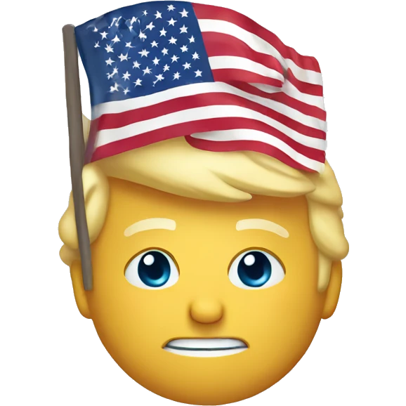 Trump hugging the American flag emoji