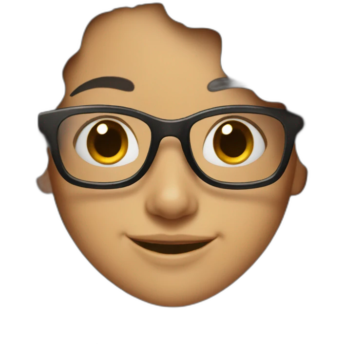 smiling girl with wavy long black hair and glasses emoji
