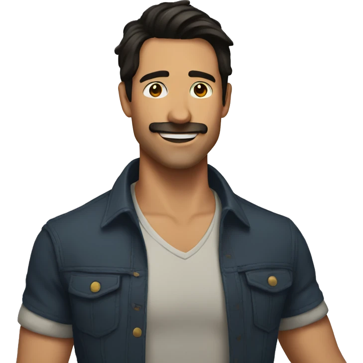 man with dark hair no facial hair dancing emoji
