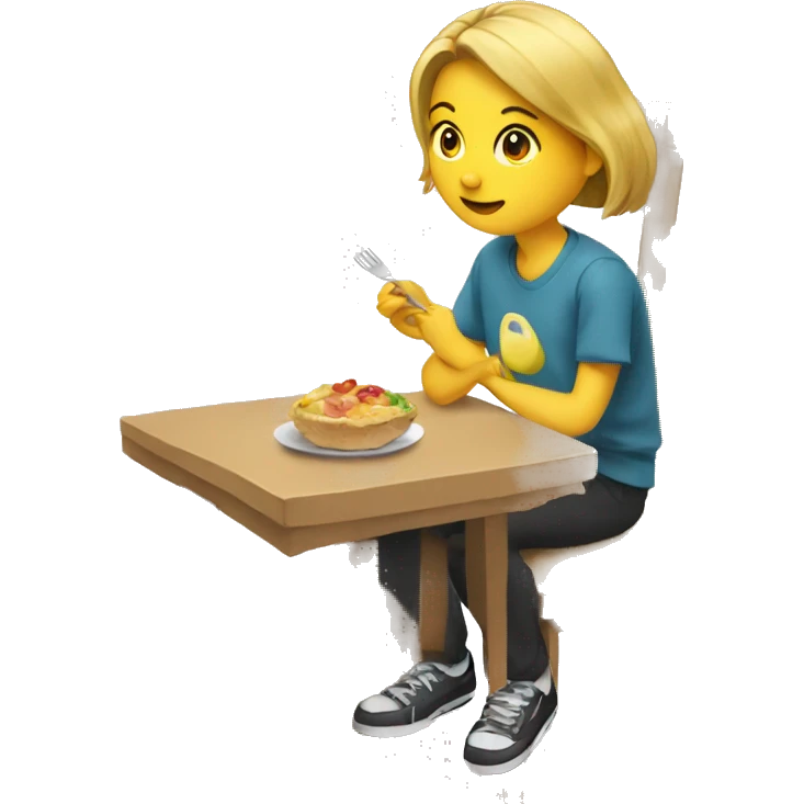 Jenna is sitting in a chair at school eating lunch alone  emoji