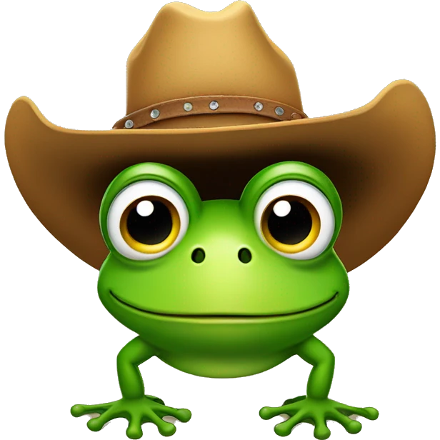 Frog holding a cowboy hat on his head emoji