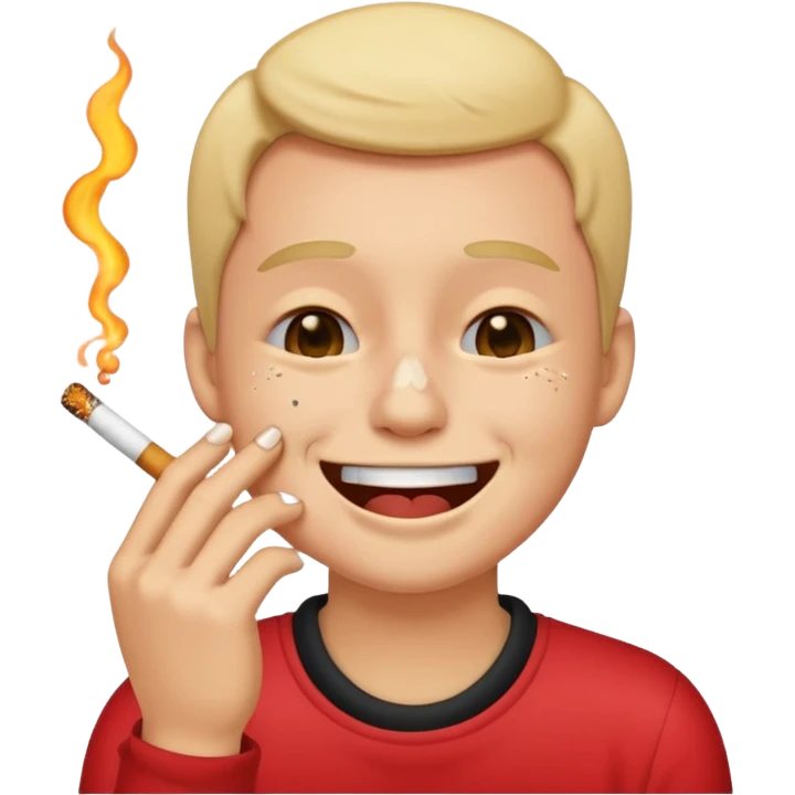 laughing emoji while crying with a cigarette emoji