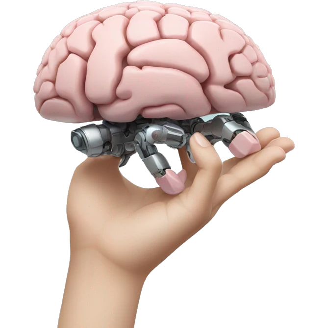 A Hand Holding a Robot Brain emoji