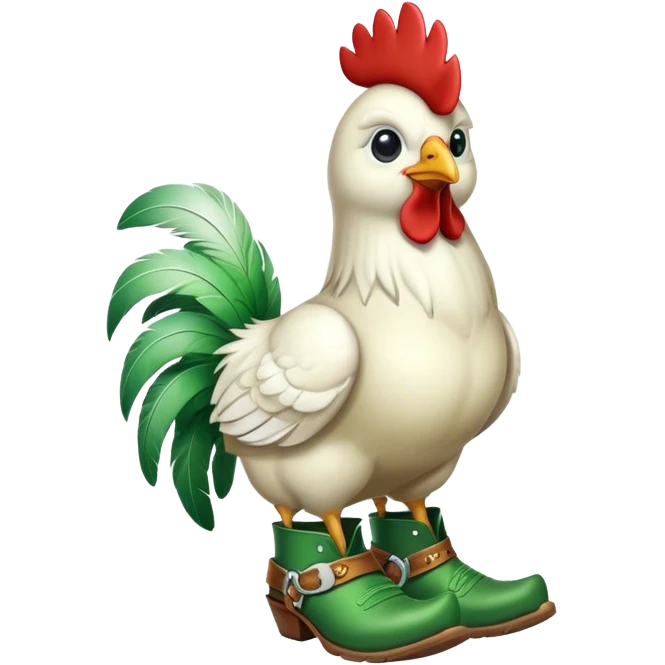 Chicken wearing green cowboy boots  emoji