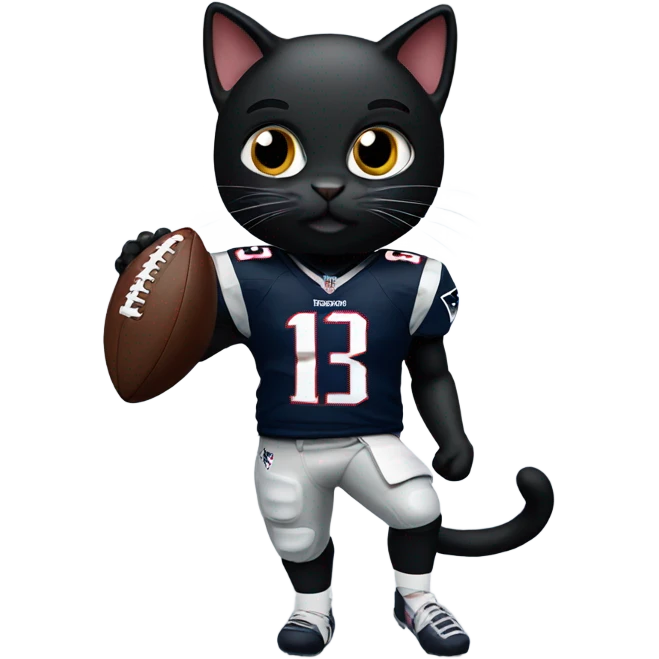 Black cat as a New England Patriots Quarterback  emoji