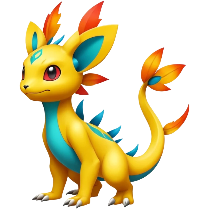 exotic fantasy-creature-Fakémon-Pokémon, full body, with random markings emoji