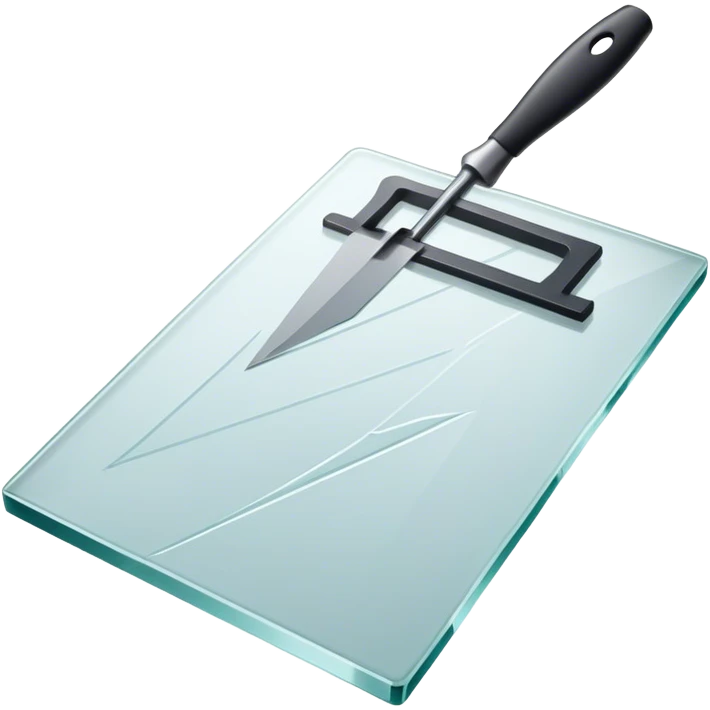 Glass carving icon, piece of glass being etched with carving tools, fine lines and patterns on the glass surface, glass cutter, minimalistic style, clean lines, transparent background. emoji