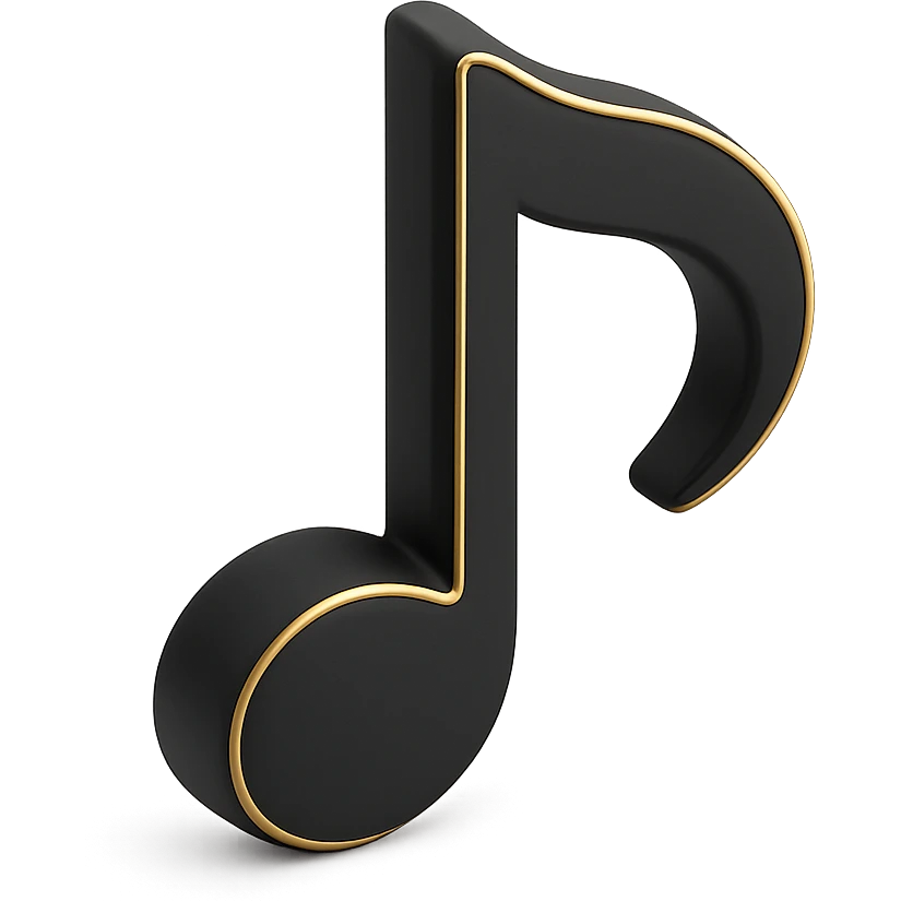 a musical note in 3D black style emoji