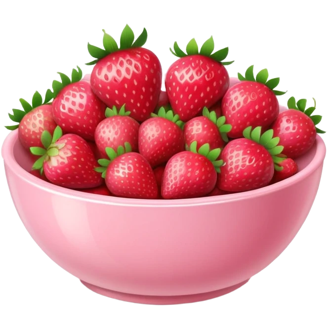 large fancy pastel pink bowl of strawberries emoji