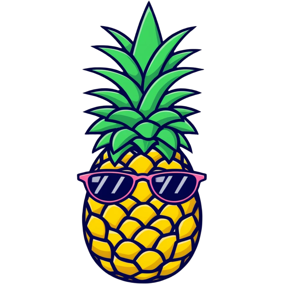 happy pineapple ananas with sunglasses emoji