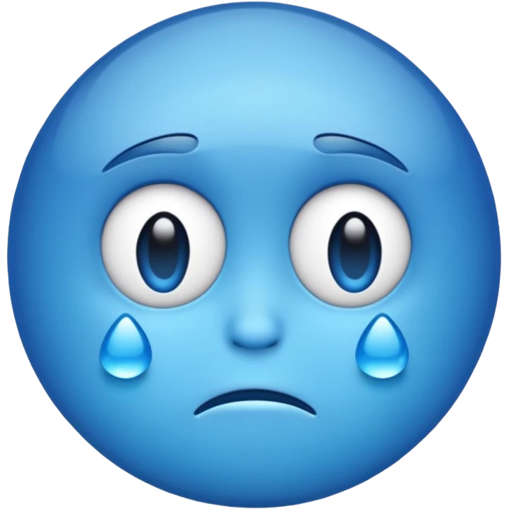 A realistic sad emoji that is color blue emoji