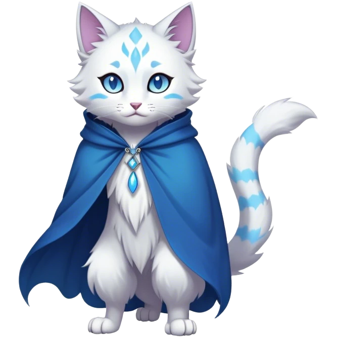 Kawaii dark edgy fantasy pastel ethereal feline-vernid-fursona animal creature with a tufted tail full body emoji