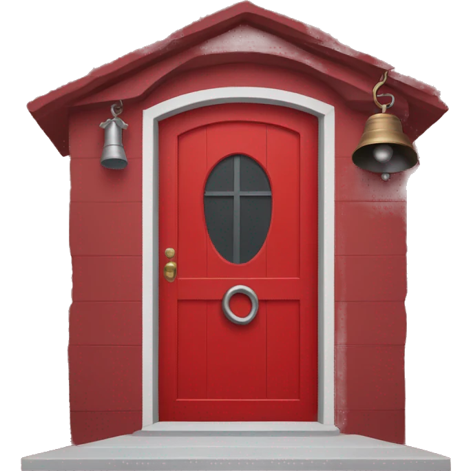 red house door with a bell emoji