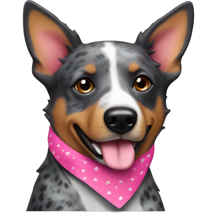 australian cattle dog with pink bandanna around neck  emoji