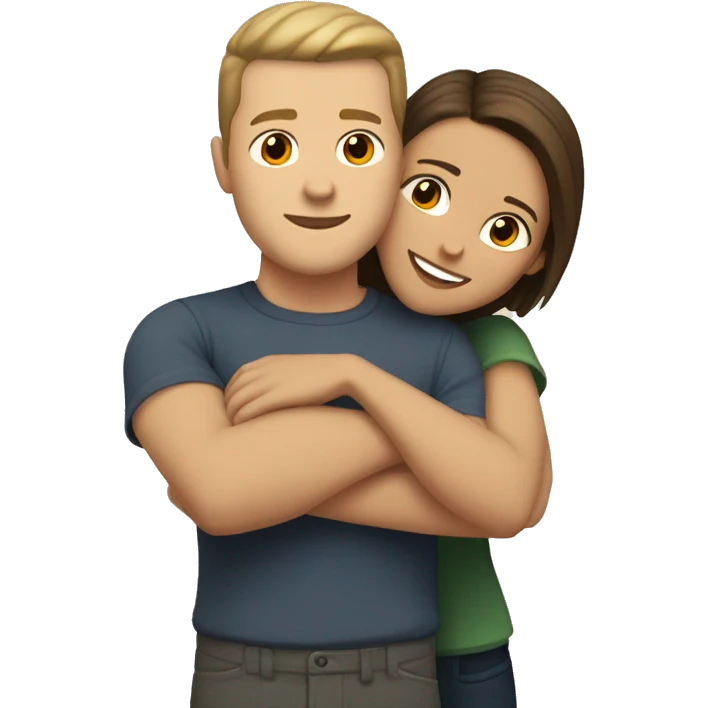 white guy with light brunette hair with buzz cut hugging a tan girl with dark brown hair emoji