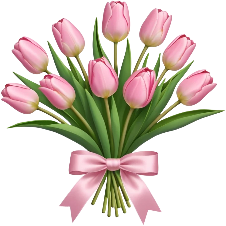light pink tulips bouquet with light pink bow emoji