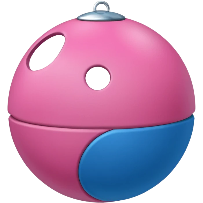 Blue ball for the gag on a ball gag with a white attachment collar with  pink  studs emoji