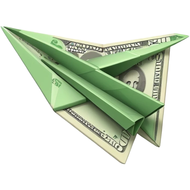 Paper plane made of money emoji