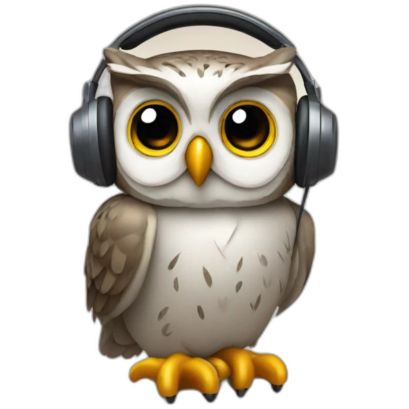 owl-with-headset-and-microphone emoji