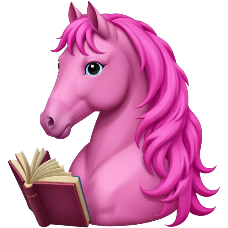 pinkn horse with book emoji