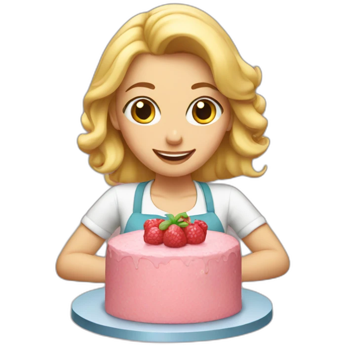 blonde woman making cake emoji