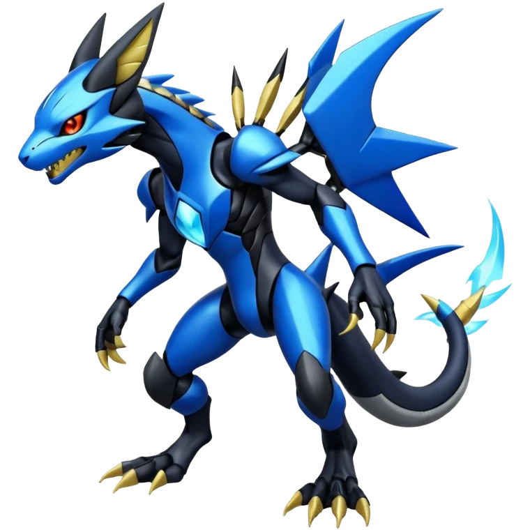 Modern Futuristic Cyber-Greymon-Greninja-Zeraora-Pokémon-Digimon-Fakémon-fusion-hybrid-creature emoji