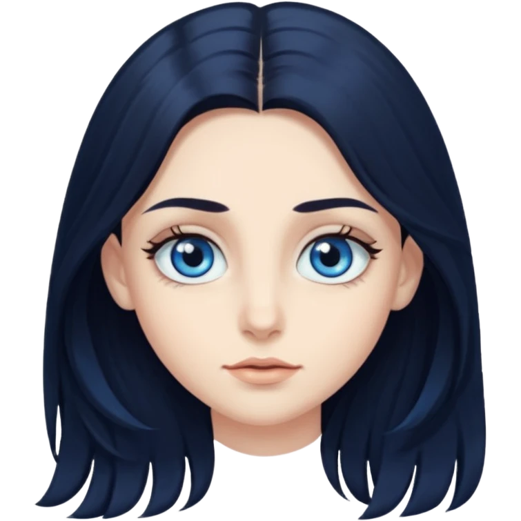 long dark hair with big blue eyes and long dark eyelashes emoji