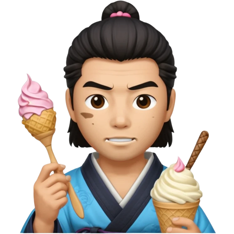 SAMURAI  EATING WITH ICECREAM emoji