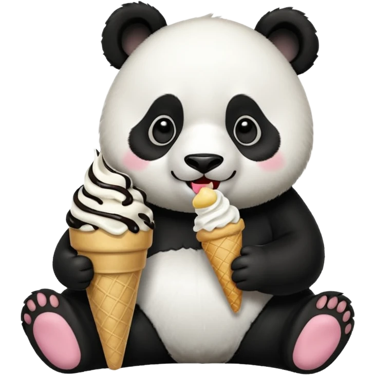 Panda eating ice cream emoji