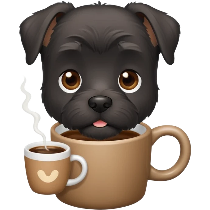 Black schnauzer drinking coffee emoji
