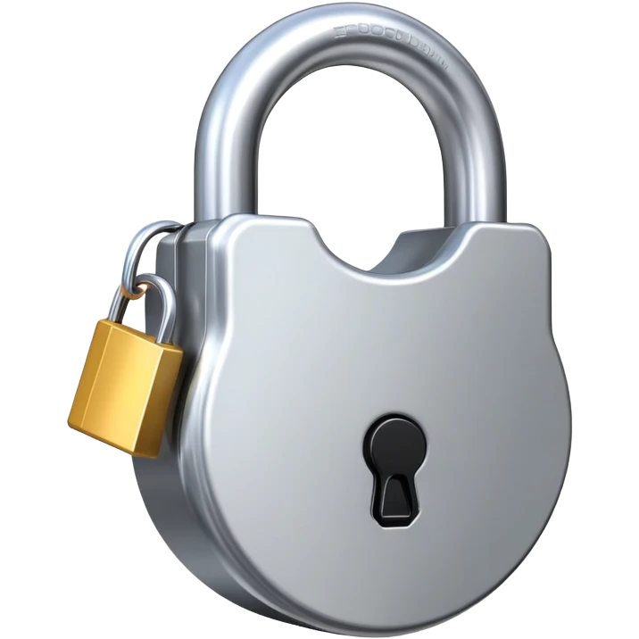 big shiny metal padlock, heavy industrial security lock emoji
