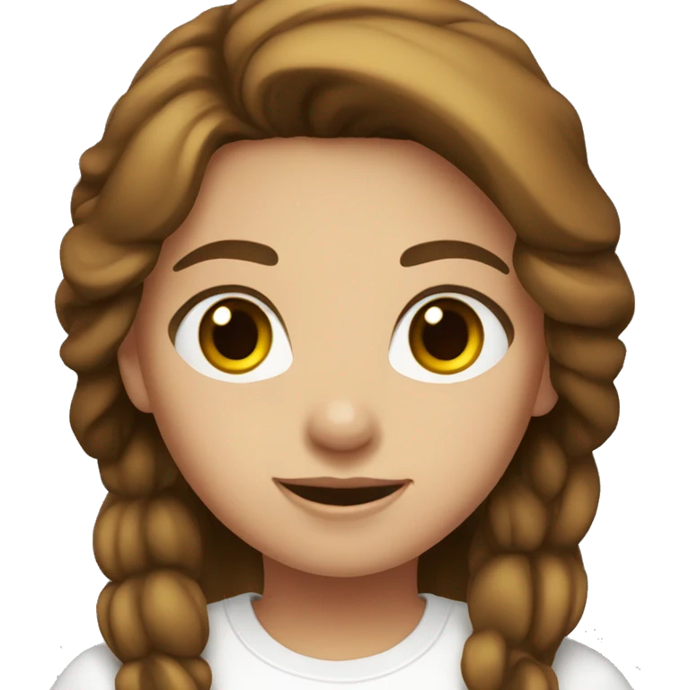 girl with brown hair, brown eyes in a white T-shirt emoji