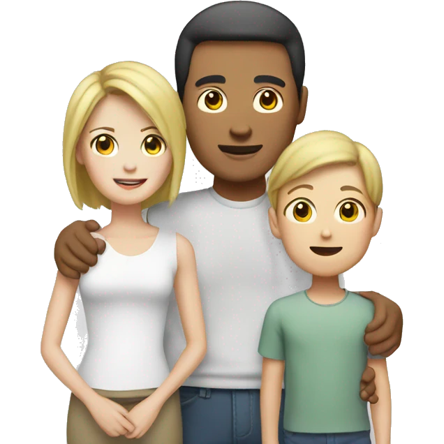 Asian dad and white mom with white teenager  emoji