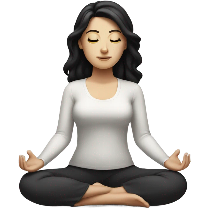 White girl with black hair meditating emoji
