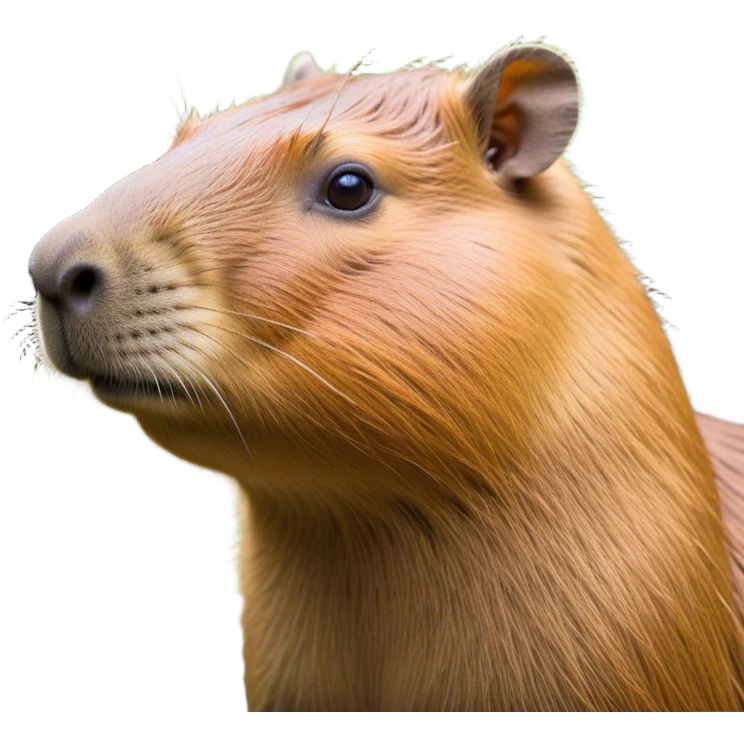 Cinematic Noble Capybara Portrait Emoji, Poised and serene, with a robust, rounded build and a distinctly capybara head featuring a broad, slightly flattened face, short snout and small, rounded ears, covered in soft, earthy fur and gentle, wise eyes, Simplified yet sharp and sophisticated features, highly detailed, glowing with a warm, natural glow, high shine, intelligent and calm, stylized with an air of understated authority, focused and attentive, soft glowing outline, capturing the essence of a watchful and confident capybara guardian that feels as though it could step out of the screen with effortless authority! emoji