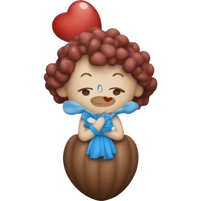 Faccina amorevole con cuori azzurri emoji