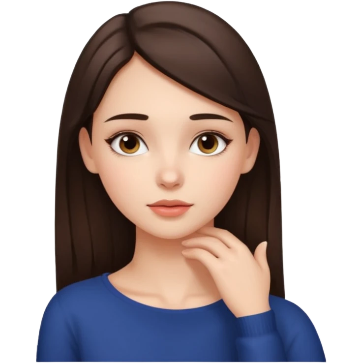 Brunette girl with hand on neck emoji