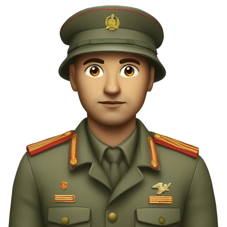 realistic ussr soldier serious with military takes emoji