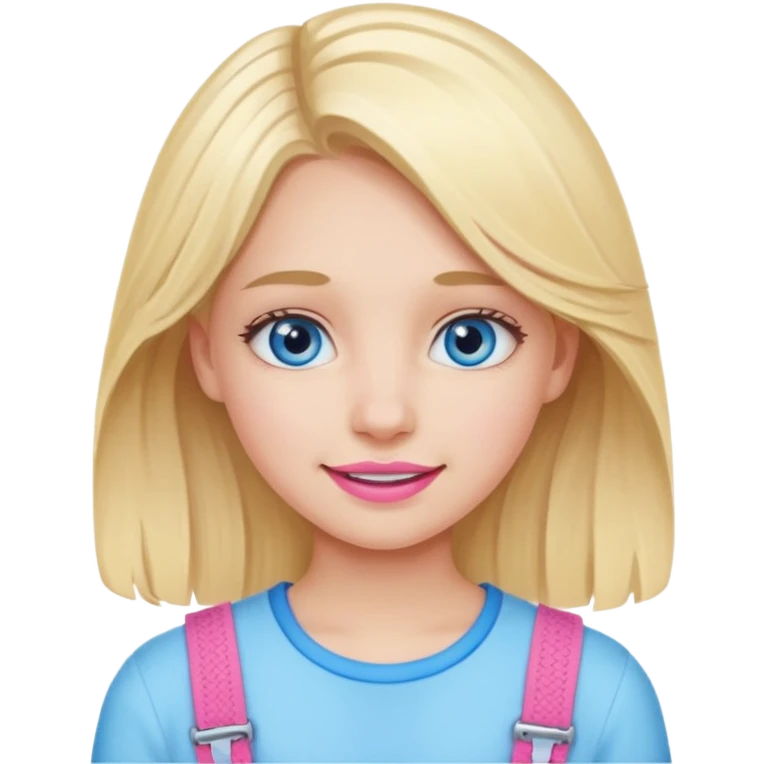 Blonde blue eye clean girl with pink braces emoji