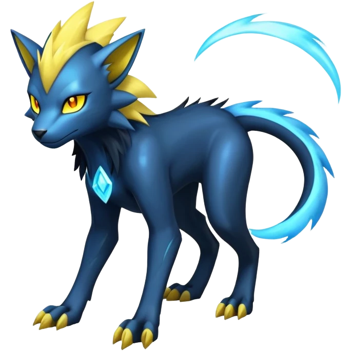 Futuristic Modern Manectric-Luxray-Draco-Fakémon-hybrid-creature (full body), 4 legs emoji