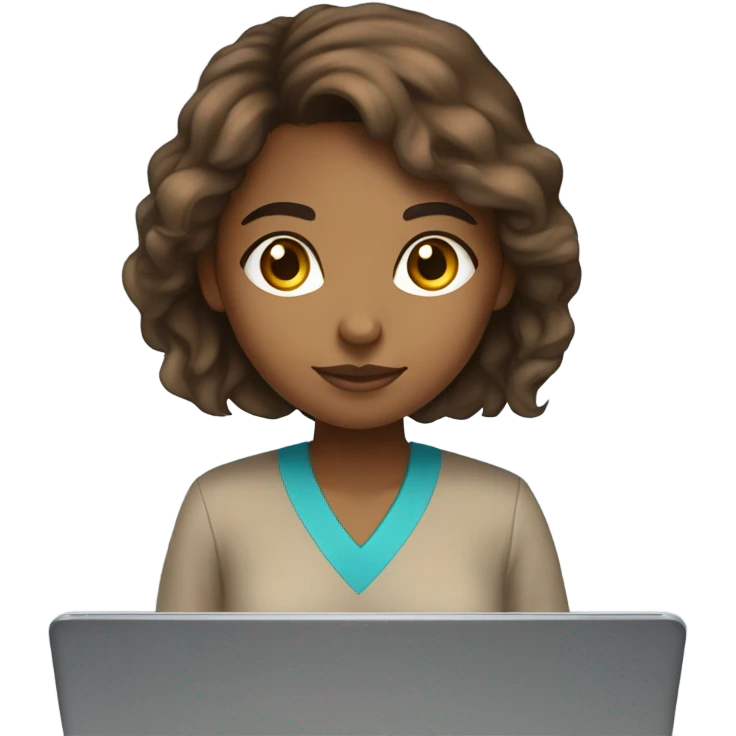 Medium hair light skin  Brown girl, computer science intern with a laptop  emoji